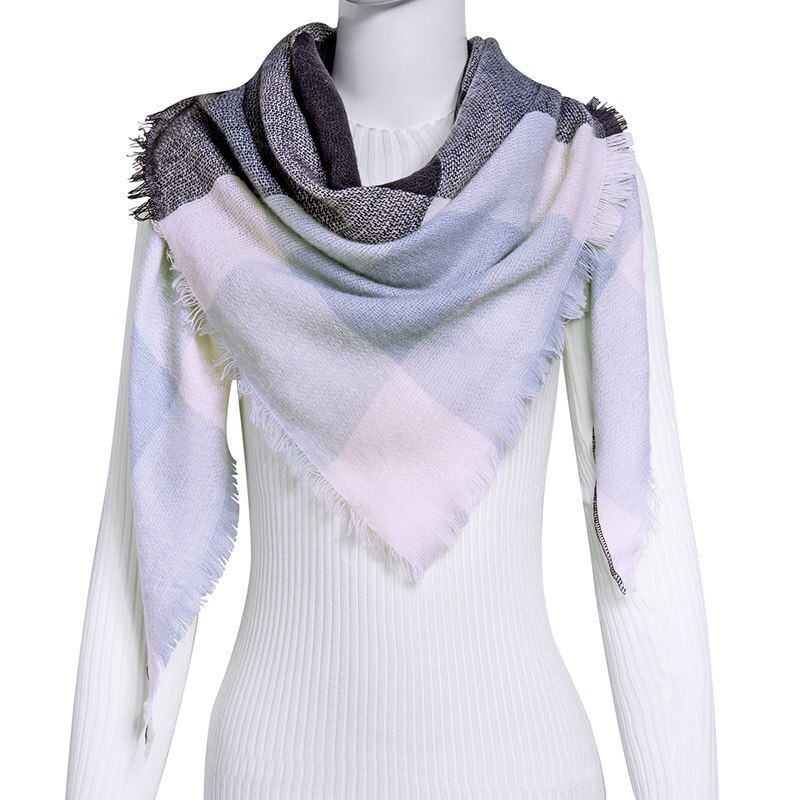 Evrfelan femmes écharpe de hiver foulards femme cou porter Plaid bufanda Triangle forme écharpe: C1