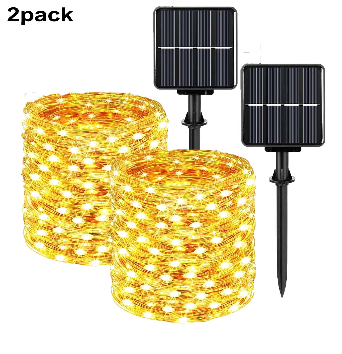 Pack of 4 Solar Fairy Lights Outdoor 400LED Fairy Lights Outdoor 8 Modes Copper Wire IP65 Warterproof for GardenPatio Yard Party: Orange / 6-10W