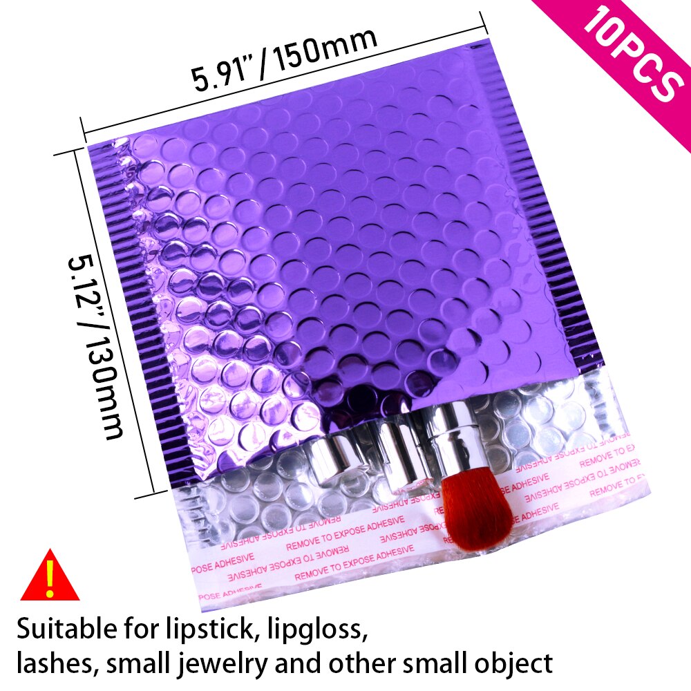 Rapidypack 10 stuks paarse poly-bubbelenveloppen, zelfklevende, gewatteerde bubbelenveloppen, waterdichte koerierszakken, verpakkingsbubbelenvelop: 150 x 130mm-10 stuks