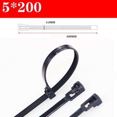 30PCS reusable self-locking plastic nylon cable ties, fixed nylon cable ties and detachable zipper cable ties, binding straps: 5x200black 30PCS