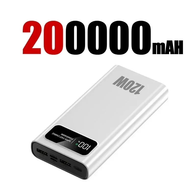 200000mAh 120W Power Bank Fast Charging Ultralarge Capacity Portable Digital Display External Battery For Huawei Iphone16 Xiaomi: MULTI