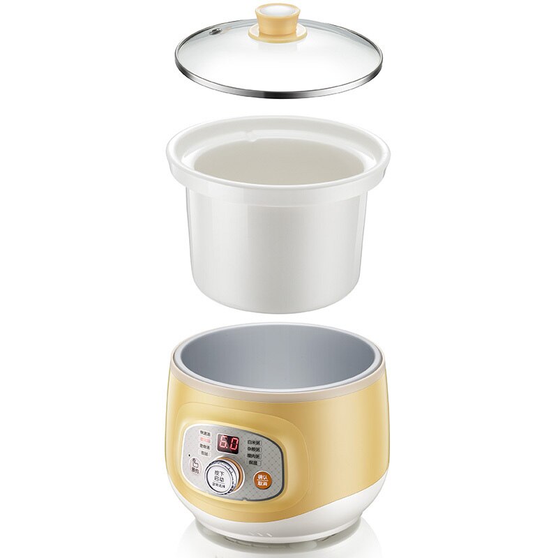Yellow Electric cooker soup stewing porridge 2L multifunction safe electric slow cooker