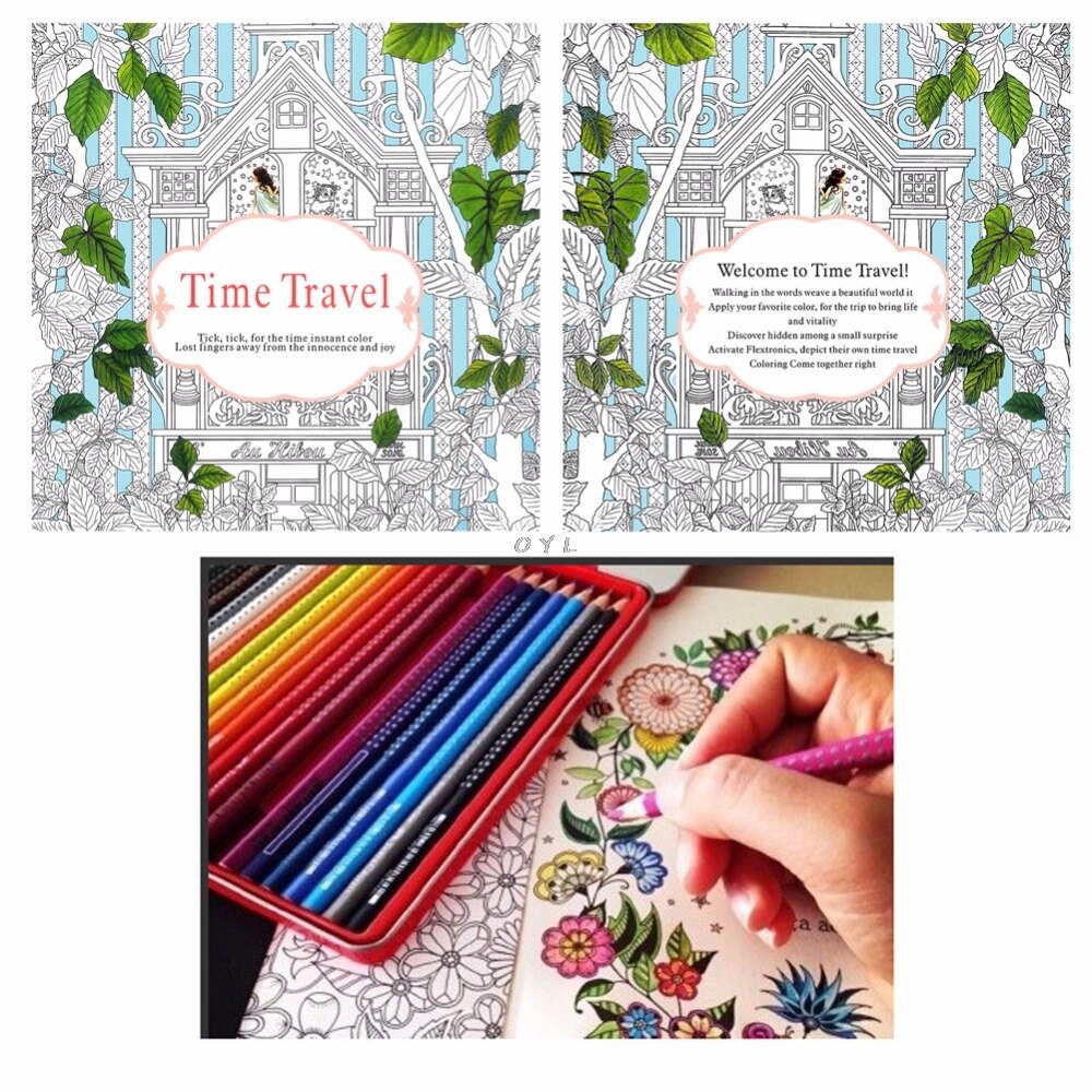 Time Travel-libro para colorear con Graffiti en inglés para niños, libros para pintar