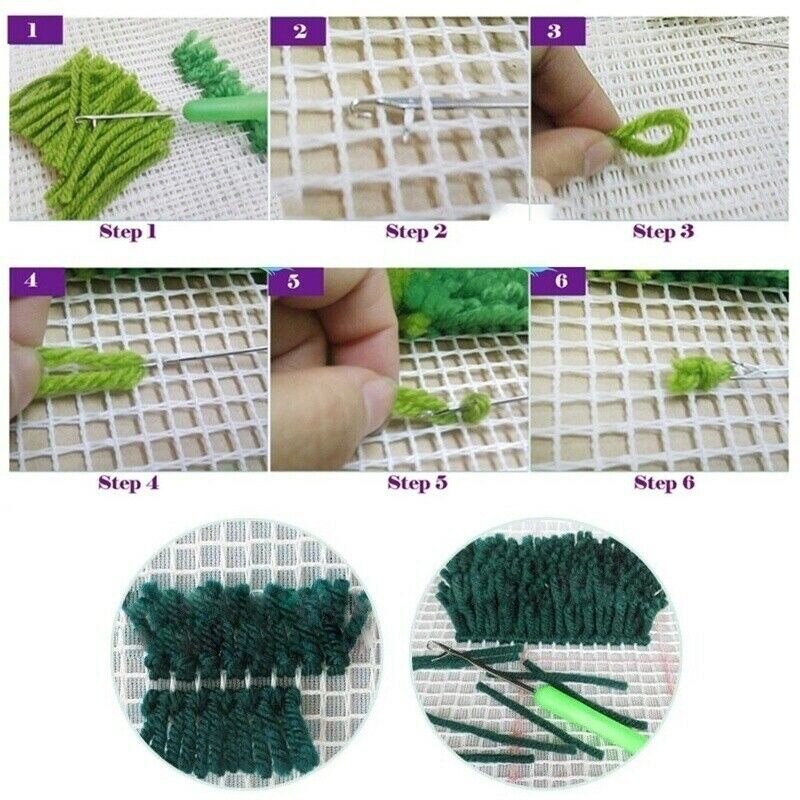 Christmas Tree Latch Hook Rug Kit Pre-stamped Canvas Latch Hook Needle Yarn DIY Xmas Cushion Mat Embroidery Crochet Tapestry