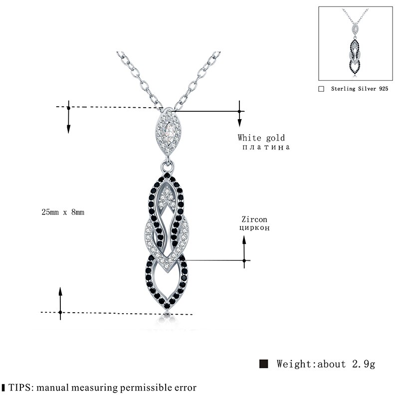 [Noir AWN] 925 collier en argent Sterling éternité Fine bijoux à la noir spinelle colliers pendentifs pour les femmes P178