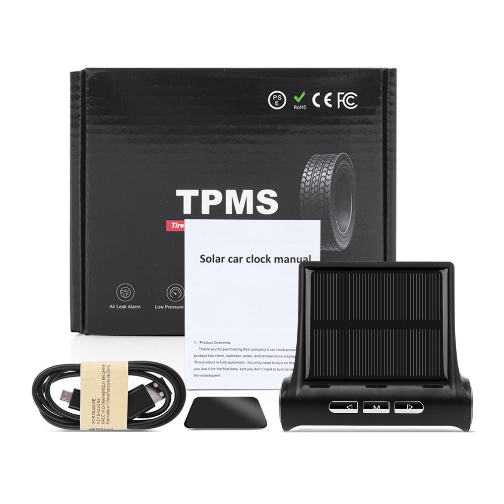 Portable 3 en 1 voiture électronique horloge affichage LED numérique solaire voiture horloge thermomètre indicateur jauge panneau compteur pour voiture