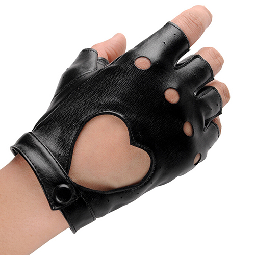 Dejlig halloween fest børn/voksen nitter handsker halvfinger pu læder handske punk tynd sport fitness sort handske