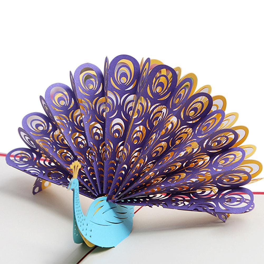 Peacock 3D Pop Up Paper Greeting Card Festival Birthday Christmas