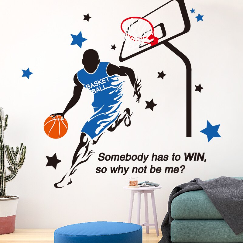 Basketbal Speler Muur Sticker Diy Kroonluchter Lichten Muur Decor Decals Voor Woonkamer Kinderen Kamers Tiener Slaapkamer Home Decoratie