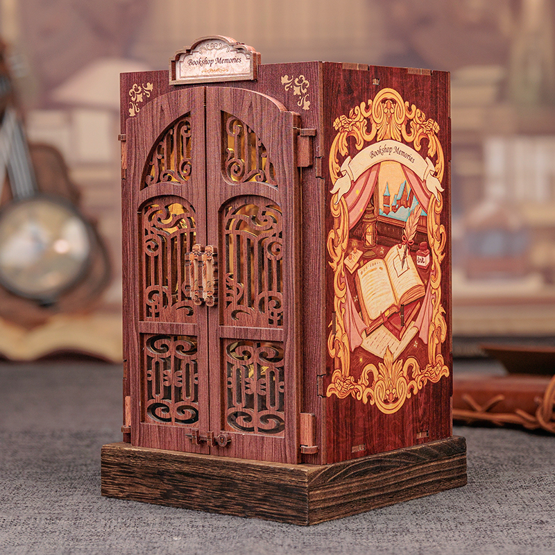 CUTEBEE DIY Buchen Winkel Bausatz Miniatur-Puppenhaus aus Holz mit Licht, Bücherregal, Einsatz, Dekorationsmodell für , Buchhandlung, Erinnerungen: Default Title
