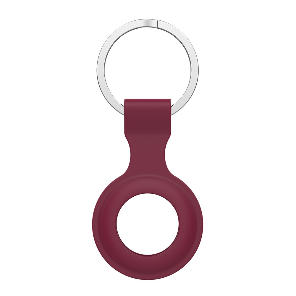 Silicone Protective Case Portable Keychain Protective Sleeve Anti-Lost Device Protector Cover for Apple Airtags Locator Tracker: Wine Red