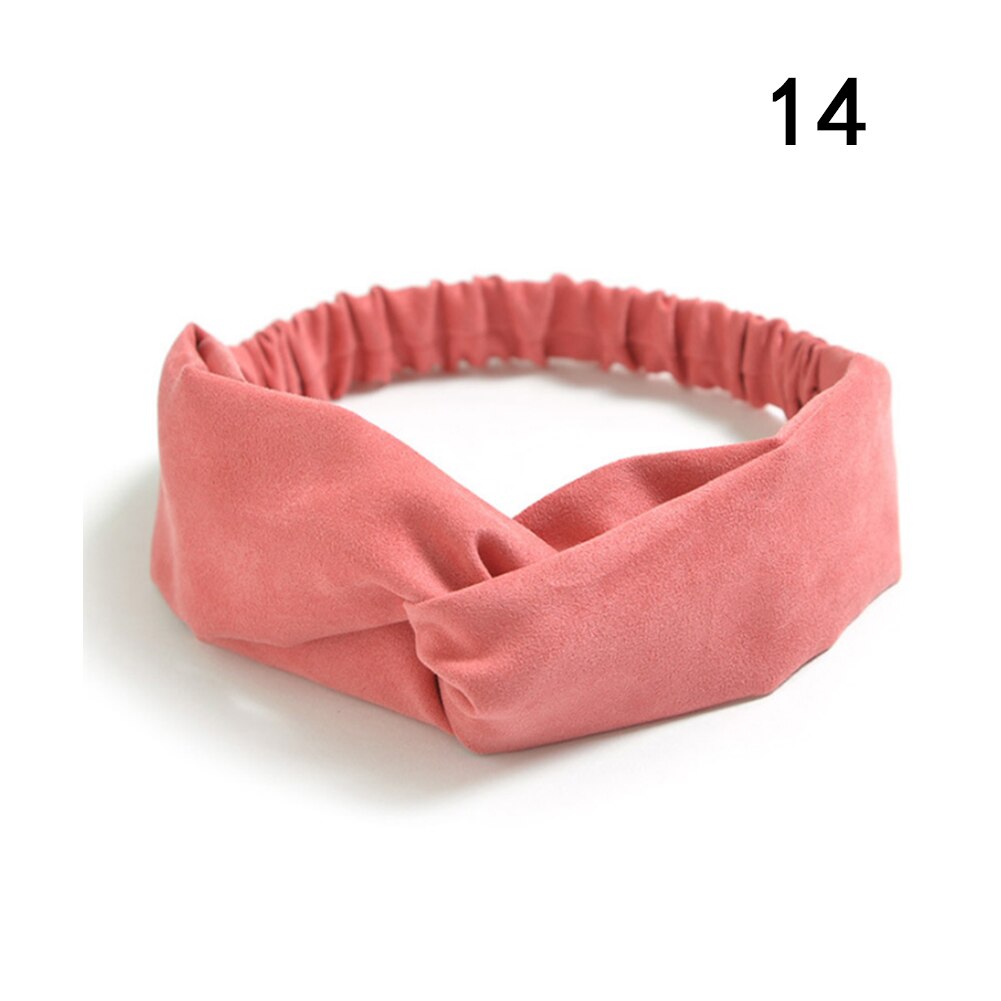 Suede Twist Tulband Vrouwen Haarband Bows Elastische Hoofddoek Sport Haarbanden Head Band Knoop Hoofdband Voor Meisjes Hoofddeksels Headwrap: 14