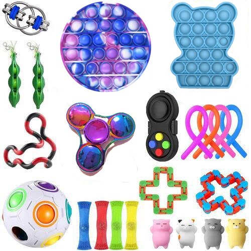 Figet Speelgoed Anti-Stress Speelgoed Set Stretchy Snaren Marmeren Reliëf Volwassenen Meisje Kinderen Zintuiglijke Antistress Relief Fidget Speelgoed: violet