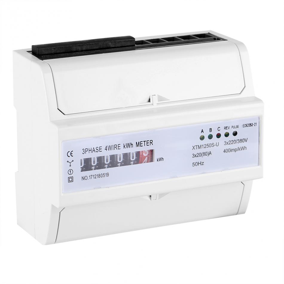 Digital DIN-Rail Electric Meter 20(80)A Electronic KWh Meter 3-phase 4 Wire IEC62053-21 Tool 3 Phase Electric Meter