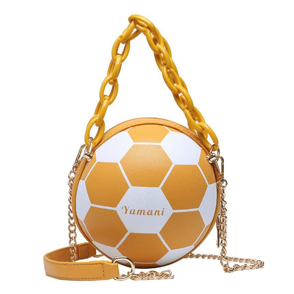 Round Handbags PU Leather Teenagers Women Zipper Shoulder Bag Football Basketball Shape Funny Messenger Bag: 10