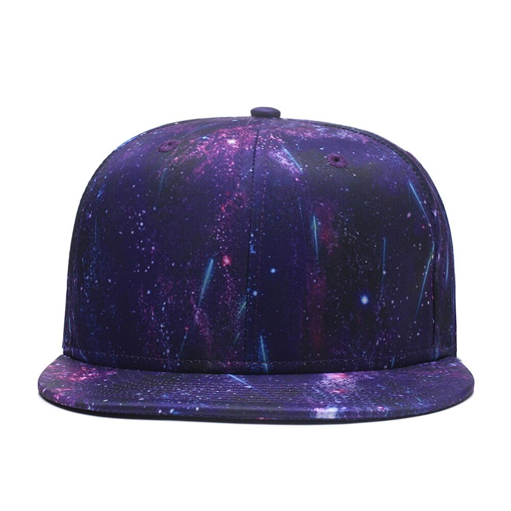 Quanhaigou Snapback Hip Hop Hat ,Purple Galaxy 3D Printed Dad Plaid Flat Bill Brim Adjustable Baseball Cap Men Women Trucker Hat