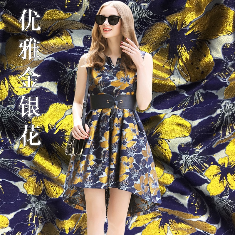European style gold silk 3D precision jacquard fabric brocade fabric