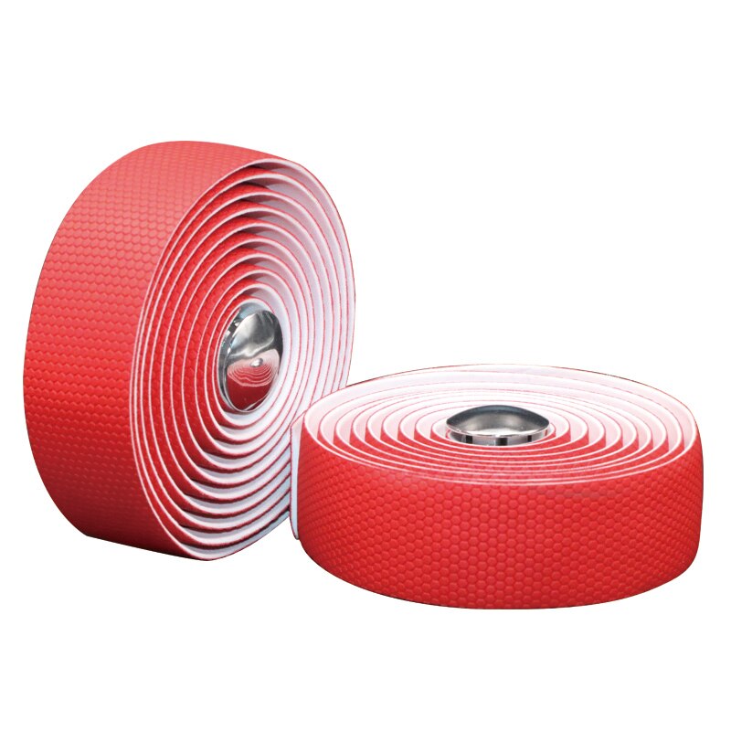 Cykelstyr tape tape pu læder partikel stil perforeret bælte åndbar skridsikker remme cykling styretape: Rød