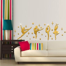 Nom: autocollants muraux effet miroir danse de Ballet, autocollants muraux, salon chambre à coucher danse, mosaïque imperméable, adhésif décoratif pour animaux de compagnie