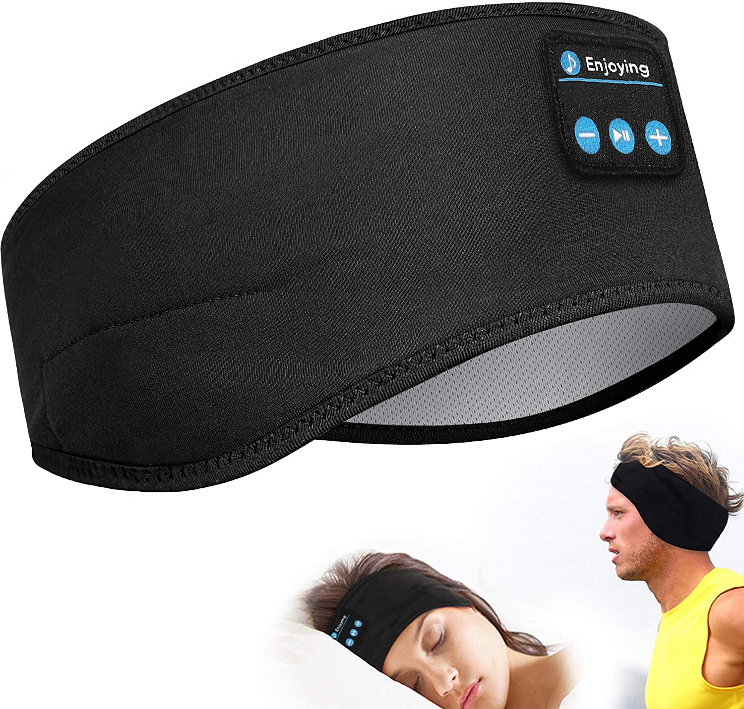 Auriculares finos con Bluetooth para dormir, diadema deportiva inalámbrica con altavoces para entrenamiento, trote, Yoga, insomnio, viajes, Verano: Black