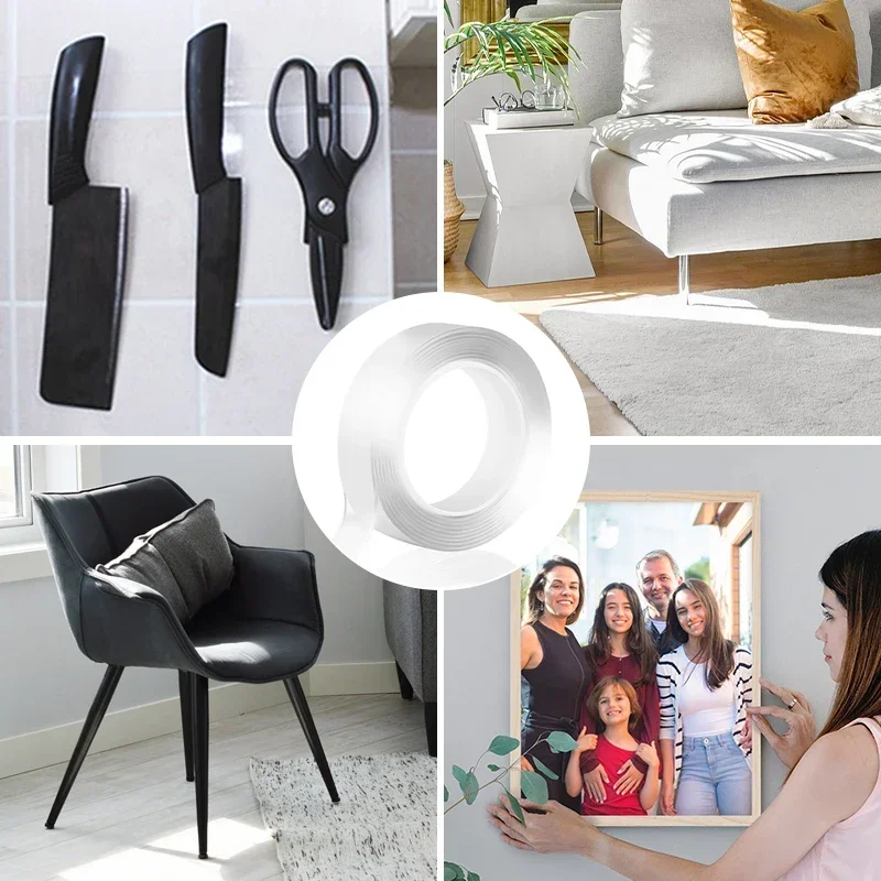 Nano tape super stærk dobbeltklæbende tape gennemsigtig genanvendelig vandtæt tape varmebestandig badeværelse boligindretning