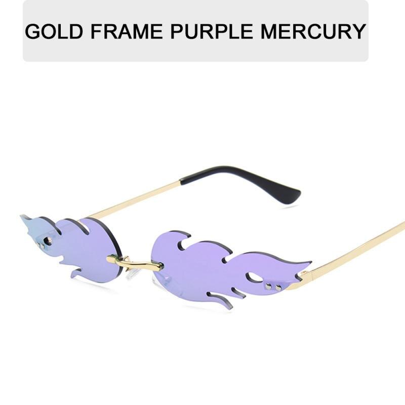 Motor-/Fahrrad NEUE Feuer Flamme Sonnenbrille Frauen Männer Randlose Sonnenbrille Frauen Spiegel Rechteck Jahrgang Sonnenbrille UV400: 6