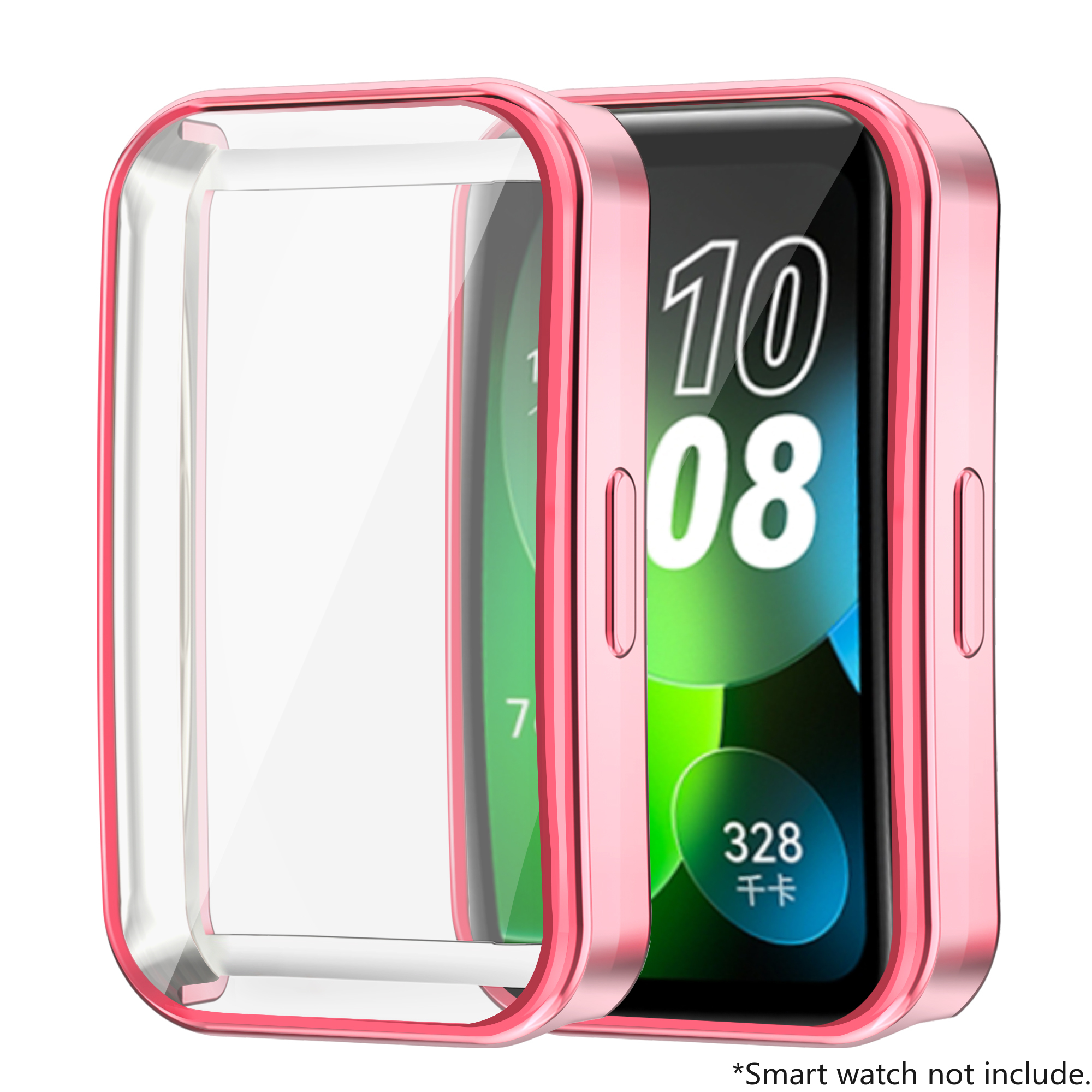 Soft TPU Case For Huawei Band 10 9 8 Shell Frame Bumper Screen Protector Glass Band9 Full Clear Protective Cover: XS / Rose Gold