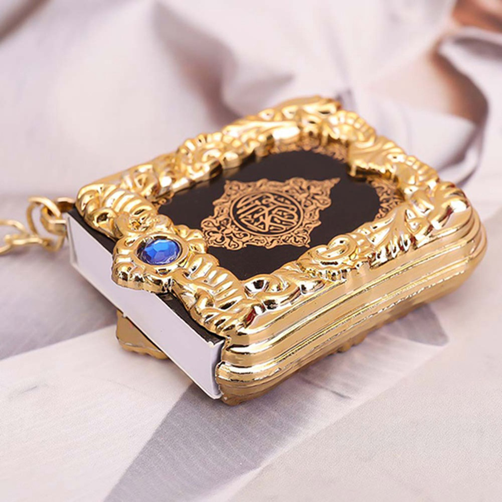 1 stks hars islamitische mini ark koran boek sleutelhanger moslim echt papier kan lezen hanger sleutelhanger sleutelhanger religieuze sieraden porte clé