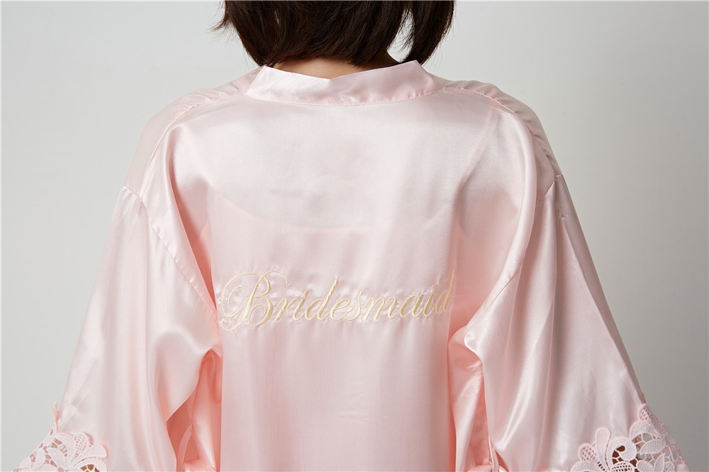 Champagne Bruid Bruidsmeisje Bruiloft Gewaad Kant Nachtkleding Homewear Sexy Satijnen Badjas Jurk Vrouwelijke Nachthemd Intieme Lingerie
