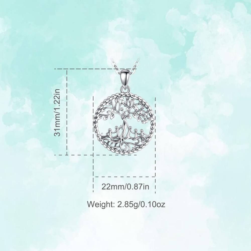 EUDORA Sterling Silver Tree Of life Pendant Silver Family tree Necklace with baby child Fine Jewelry for Women Happy family of 5