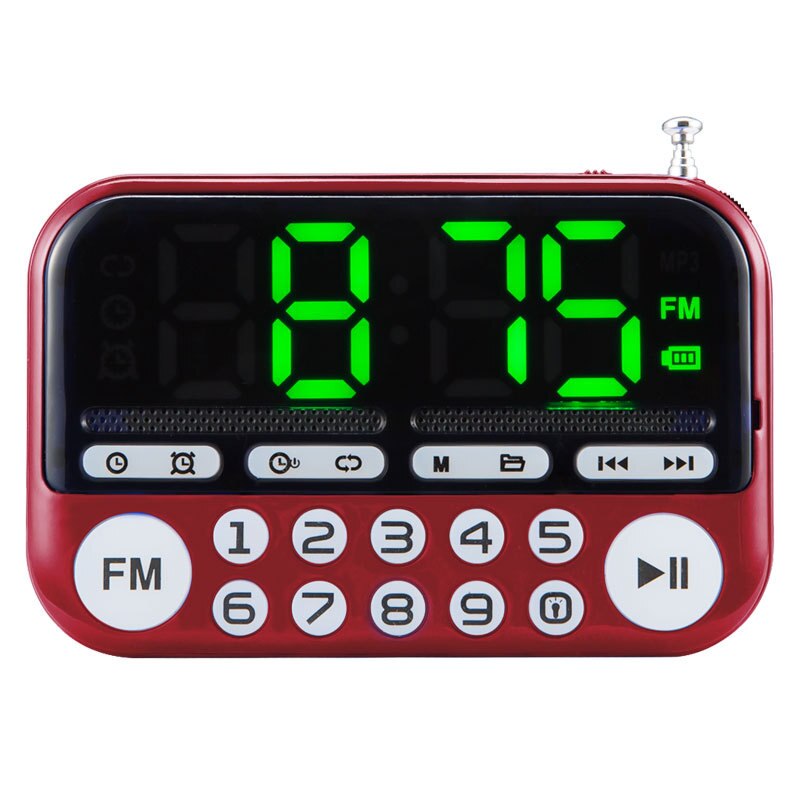 Portable Mini FM Radio Stereo Built-In Speakers Music Backlight Player Card Elderly Radio Time Display+timer Shutdown Home Radio: Default Title