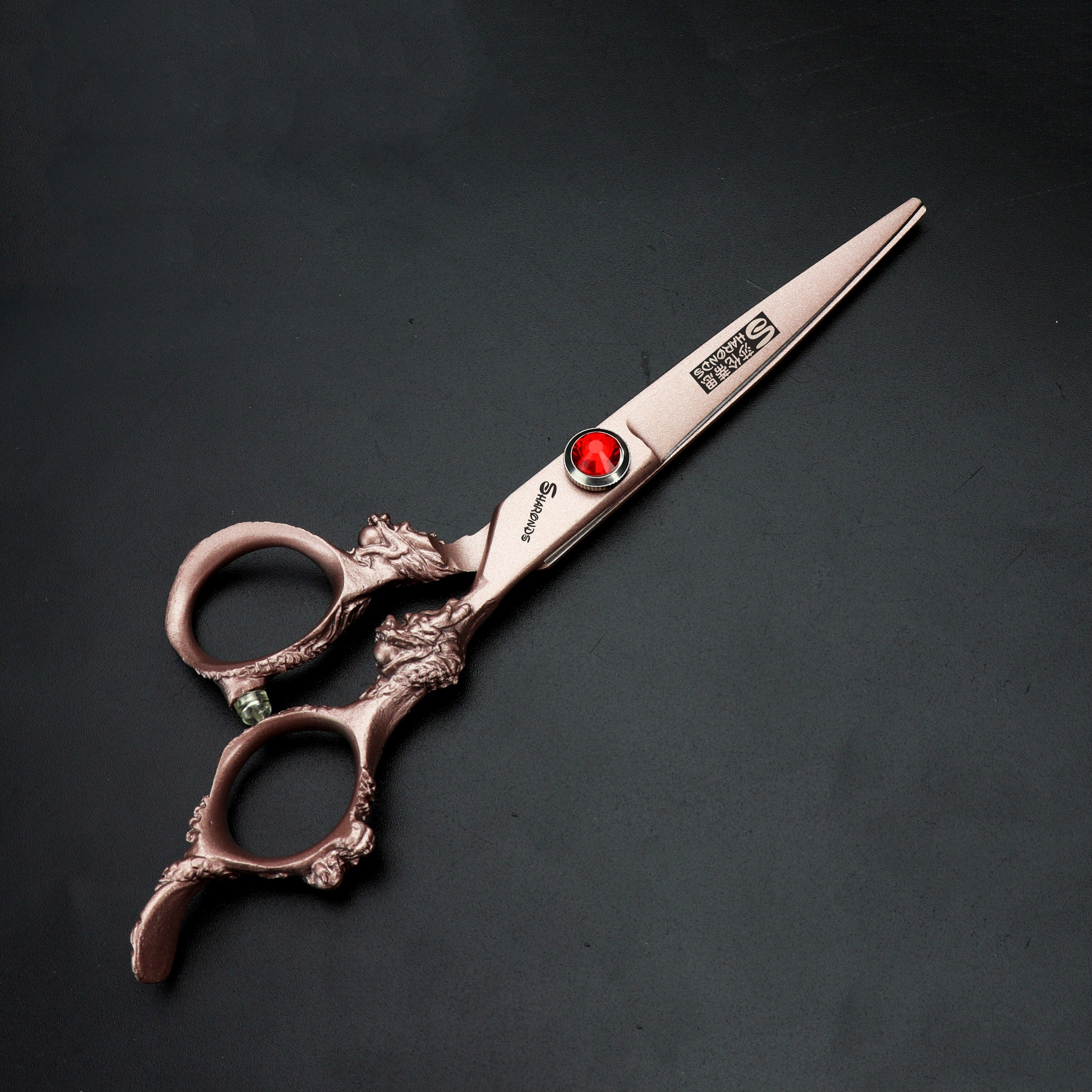 6.0 Hairdressing Barber Scissors Rose Gold Dragon Japanese 440c Scissors Ladies Thinning Cutting Shear