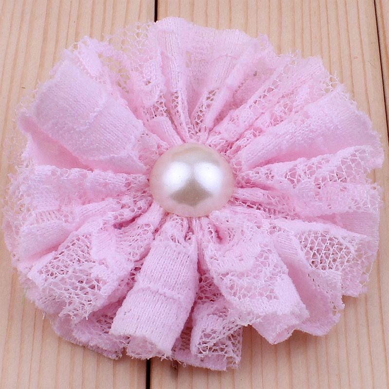 5 teile/los 7 cm 15 farben Ausgefranste Mesh Spitze Blumen Mit Perle Für Haar Zubehör Shabby Künstliche Stoff Blumen Für stirnbänder: armeegrün