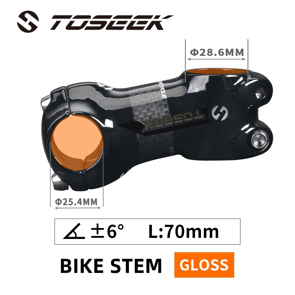 Attacco manubrio in alluminio al carbonio con attacco manubrio in alluminio diametro 25.4mm lunghezza 50mm 60mm 70mm 80mm per parti di bici per bambini MTB strada: gloss-Angle 7-70mm