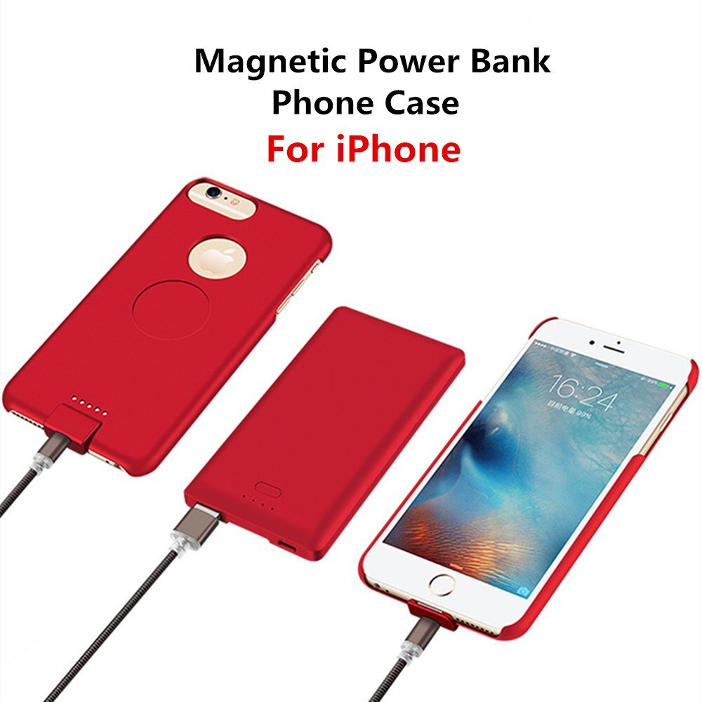 For iP 8/7/6 Extended Phone Battery Power Case For iPhone 8/7/6s/6 Plus Wireless Magnetic Battery Charger Case For iPhone Xs/X