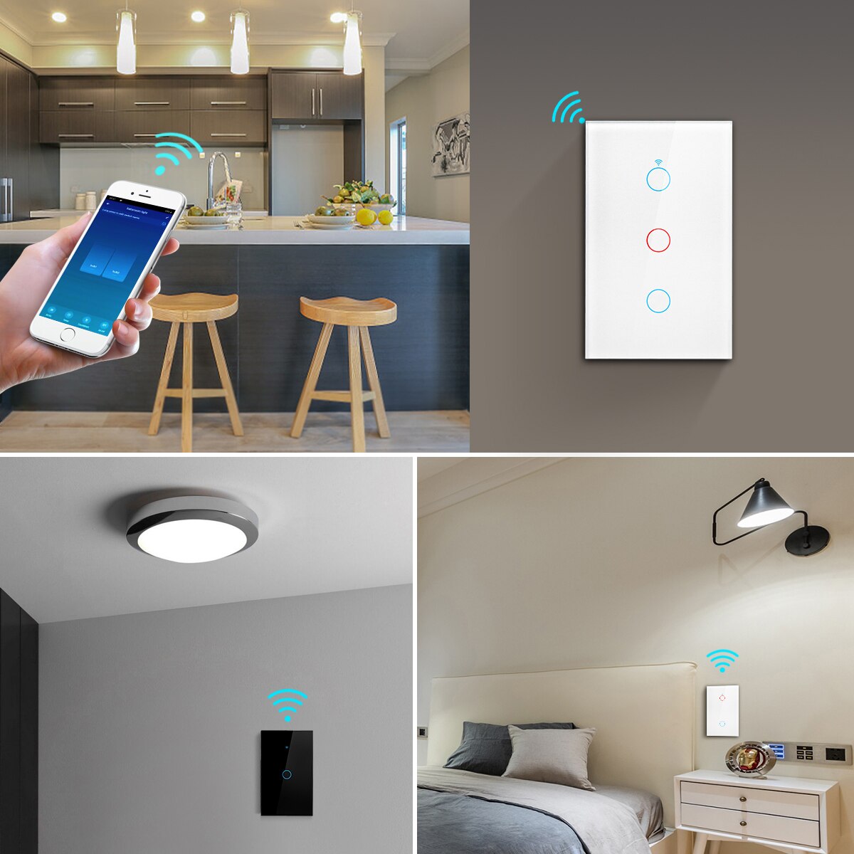 Smart-home-eu-/us-standard tuya smart life wlan-touchschalter, kompatibel mit alexa und google home