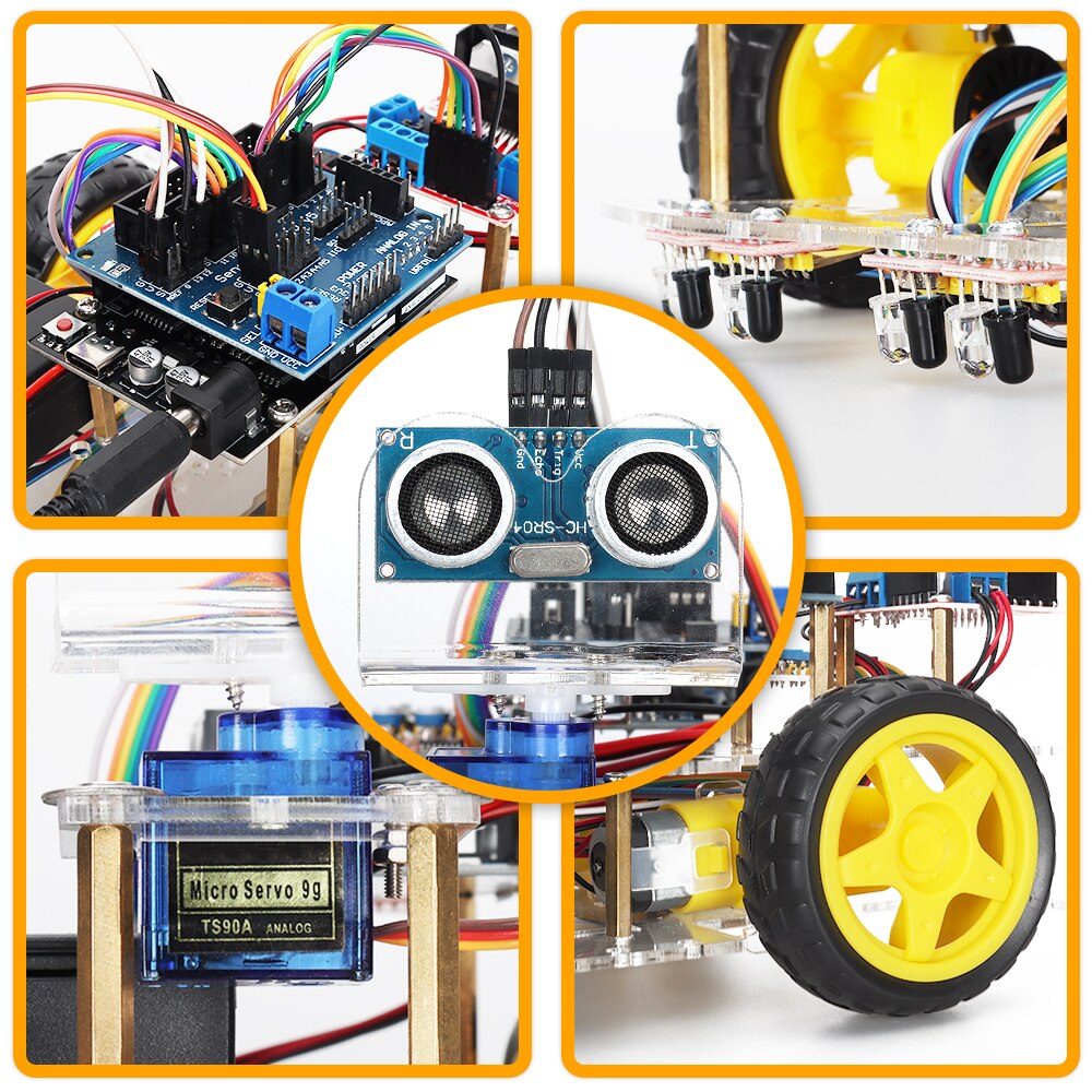 4WD Smart Robot Car Kit For Arduino UNO R3 Project with Ultrasonic Module DIY Programmable STEM Robotics Toys Complete Set Kits