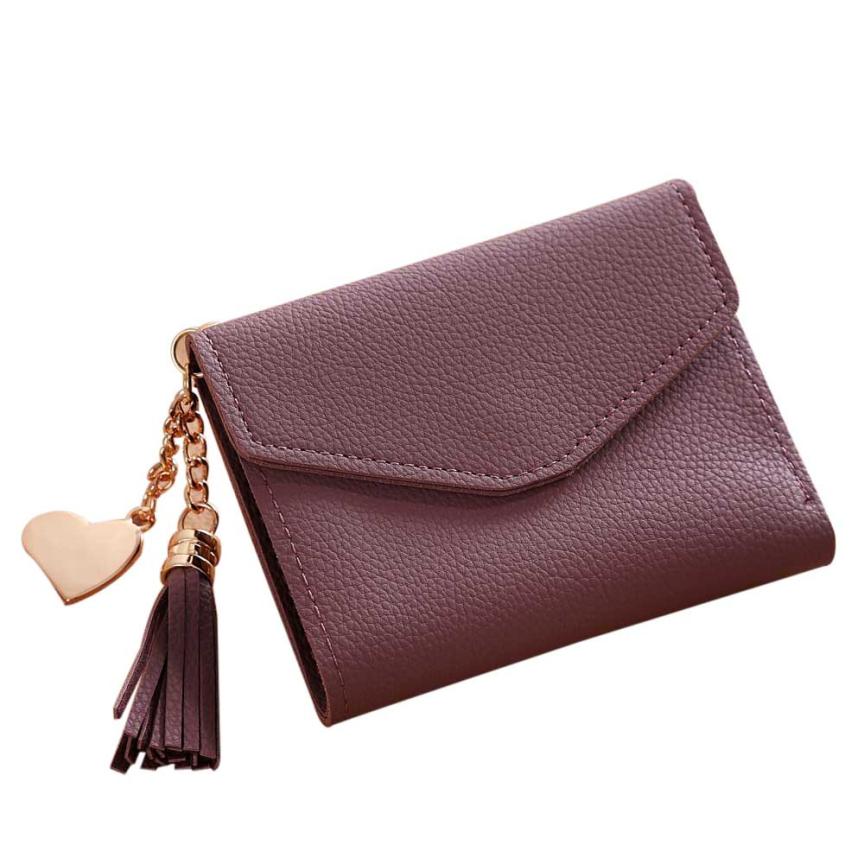 Donne portafogli Semplice Breve Nappa Borsa Della Moneta Titolari di Carte di portafogli di qualità eccellente portefeuille femme cartera mujer: Purple