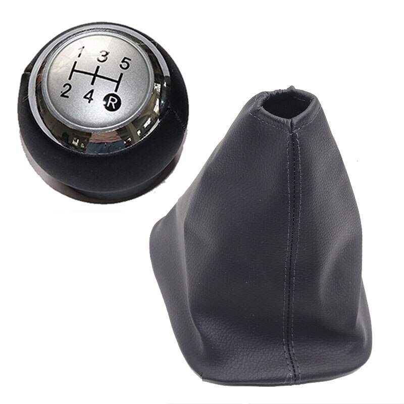 5/6 prędkość skórzana gałka zmiany biegów dźwignia zmiany biegów drążek uchwytu dla Toyota Corolla Verso II od 2004-: 5 speed srebro para