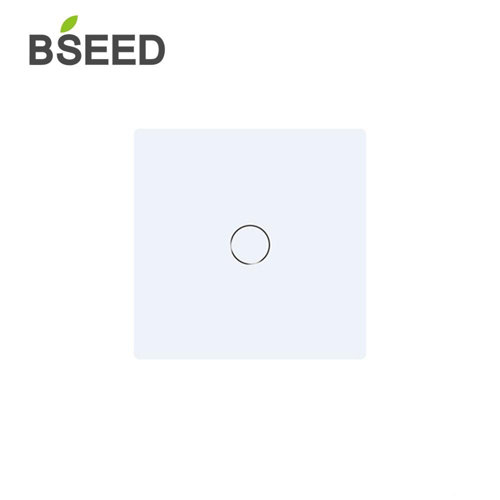 Bseed-interruptor de luz sensível ao toque, 47*47mm, para parede, painel de vidro pequeno, faça você mesmo, 1/gang, nova cortina, padrão, dimmer, partes de vidro de cristal: 1Gang White