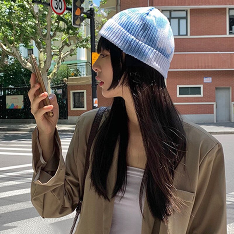Gorrito de punto con tinte dibujo para parejas, gorro de esquí suave para otoño e invierno, cálido, XIN-S