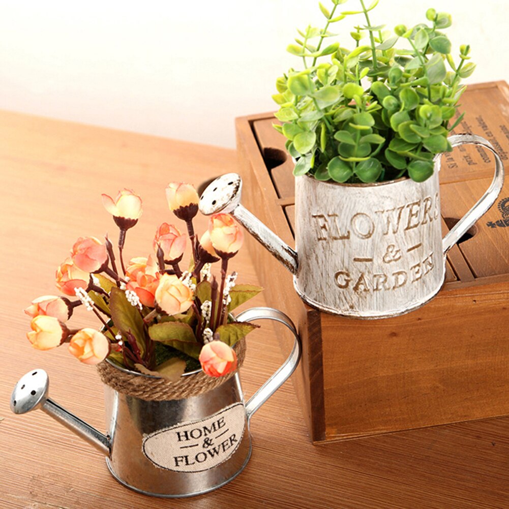 Regadera de jardín dorado, botella de agua de hierro y Metal Vintage, maceta Bucke para regar plantas, flores, decoración del hogar