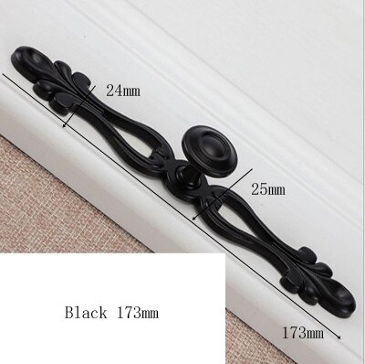 Antique Silver Black Bronze Furniture Handle Kitchen Cabinets Small Door Drawer Handle Wardrobe Cupboard Dresser Pull Door Knobs: Black 173mm