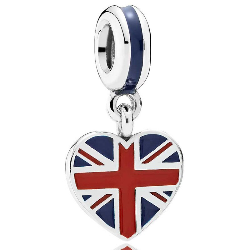 DIY Charm France Germany Spain USA Russia Love Heart Flag Pendant 925 Sterling Silver Bead Fit Original Bracelet Jewelry: 3