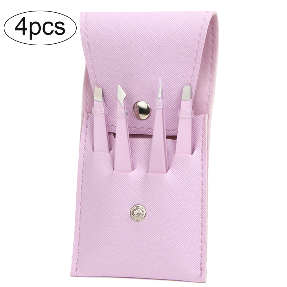 Juego de pinzas para depilación de cejas, pinzas para pestañas de acero inoxidable, punta plana inclinada, herramientas de maquillaje, 4/6 Uds.: Blanco