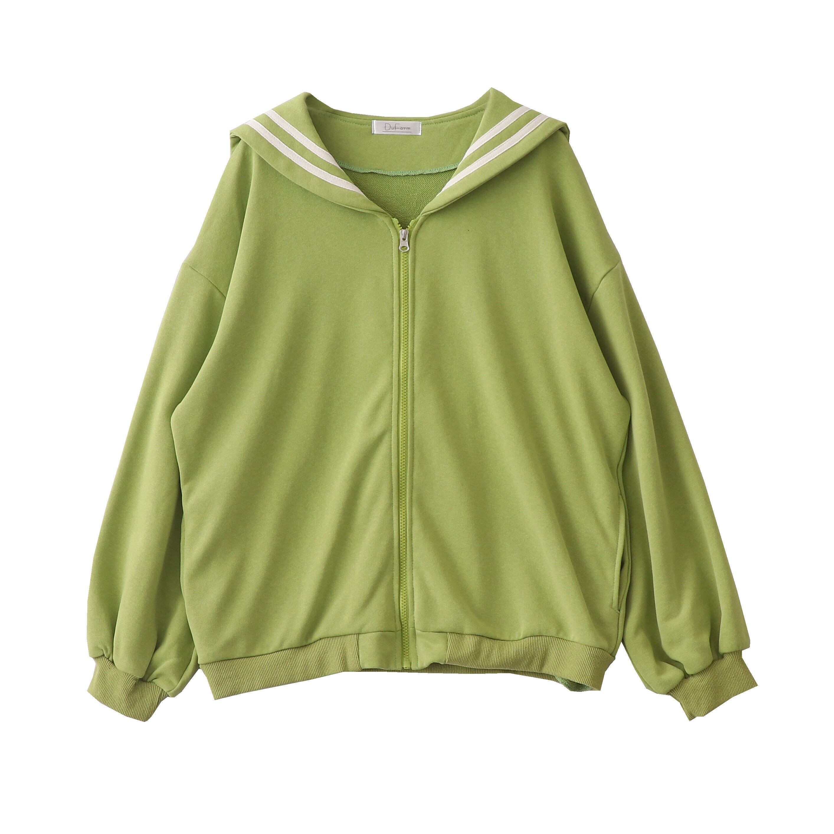 Japanese Preppy Style Autumn Women Jacket Mori Girl Kawaii Cotton Sailor collar Loose Long Sleeve Casual Coat Female Outerwear