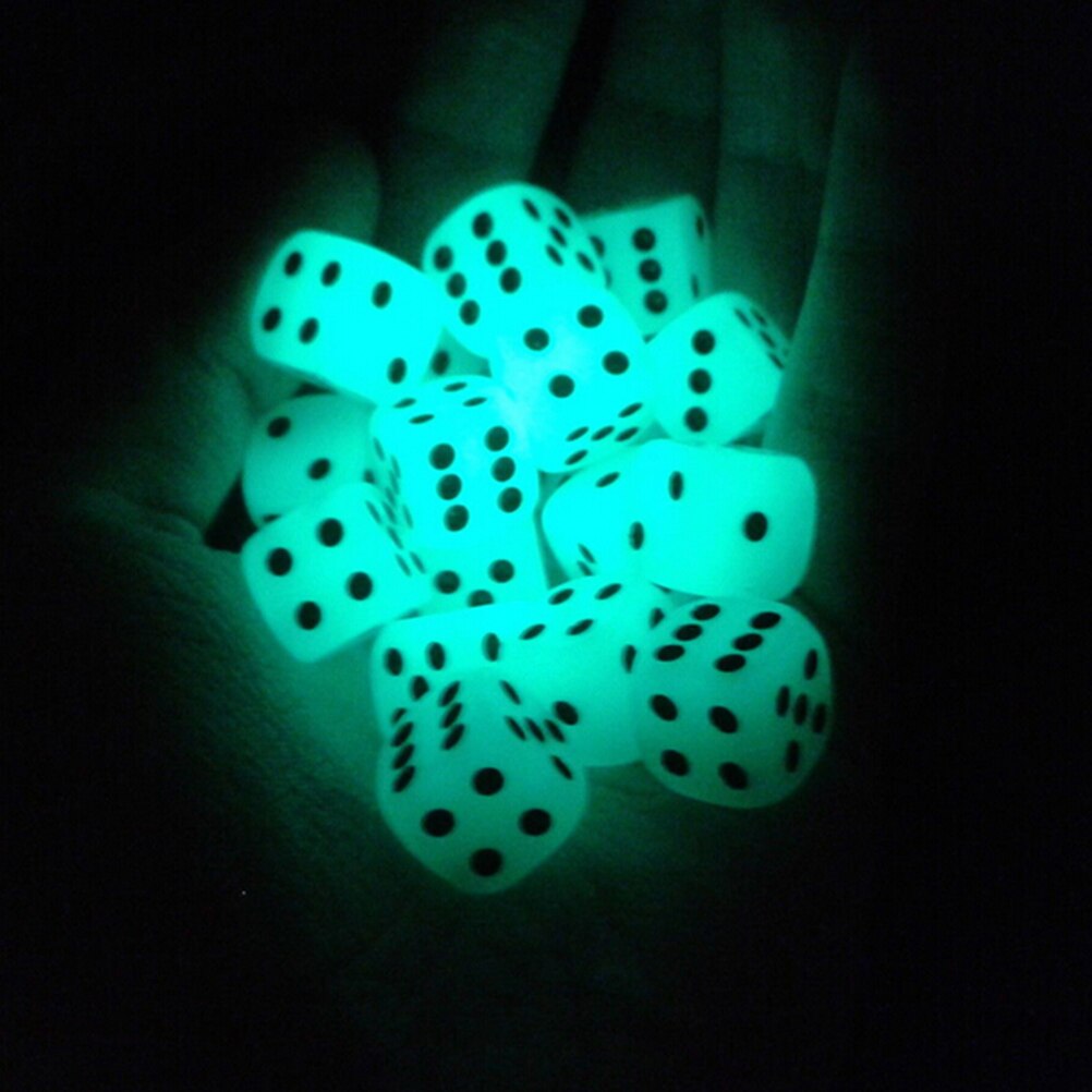4Stck 14mm Würfel Filet Schwarz Pips Leuchtende Würfel 6 Seite Für Brettspiel Nacht Bar KTV