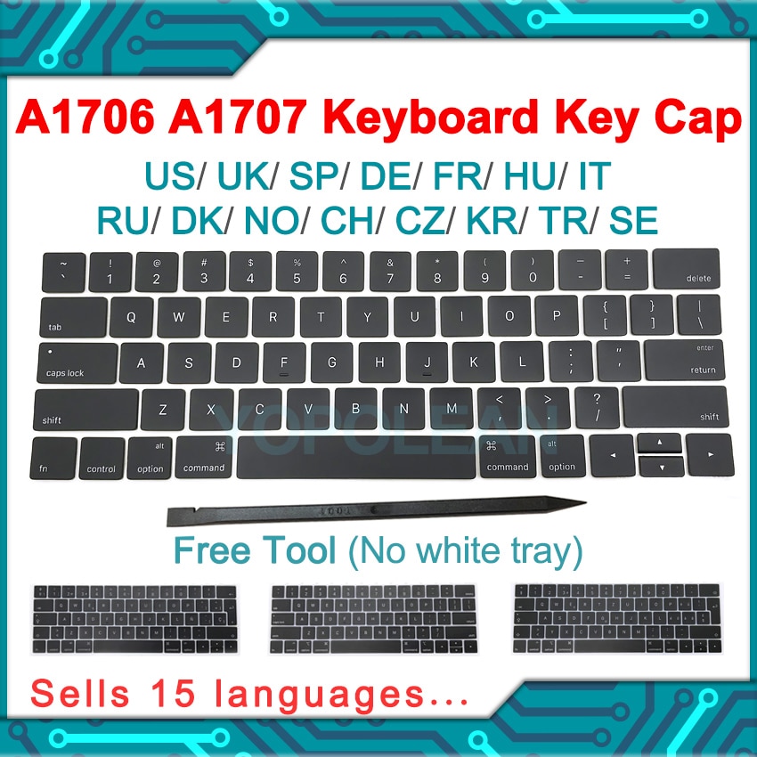 Nowy A1706 A1707 klawisze klawiatury keycap US UK francuski ue dla Macbook Pro Retina 13 &quot;15&quot; laptop key cap 2016 2017 rok