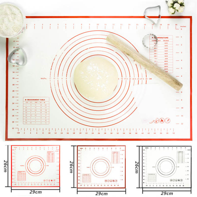Pizza Deeg Maker Bakvormen Liners Pads Siliconen Sheet Kneden Rolling Deeg Pad Bakken Mat Non Stick Koken Gereedschap 26*29Cm
