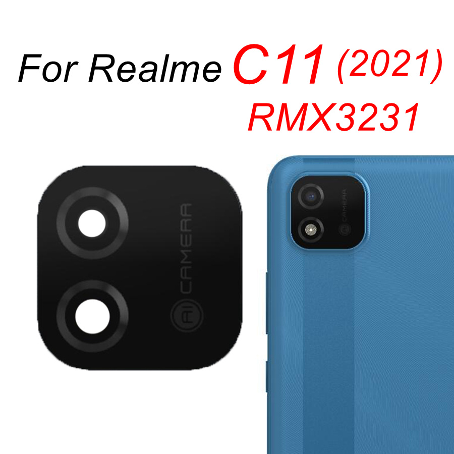 2 pz/lotto Posteriore Posteriore della Macchina Fotografica Obiettivo di Vetro Per Realme C3 C11 2021 C12 C15 C17 C20 C20A C21 C21Y C25 C25S C25Y C35 di Ricambio + Adesivo: C11 (2021)